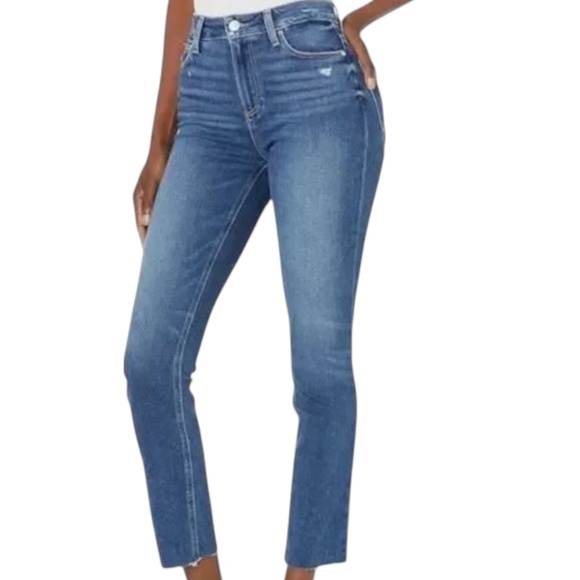 PAIGE Denim - PAIGE Hoxton Slim Raw Hem High Rise Jeans 23 Eiffel Distressed NWT